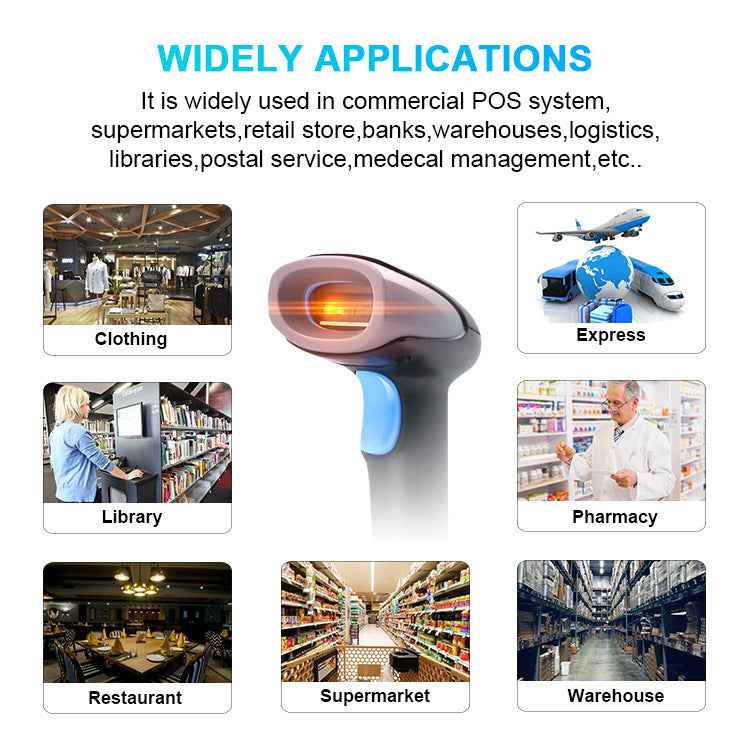 Wireless & USB Wired 1D 2D QR Handheld Barcode Scanner