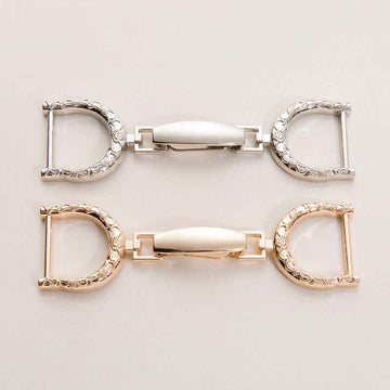 Oversized metal belt buckle clasp set, shiny silver-tone, decorative oval frame, 20mm x 100mm