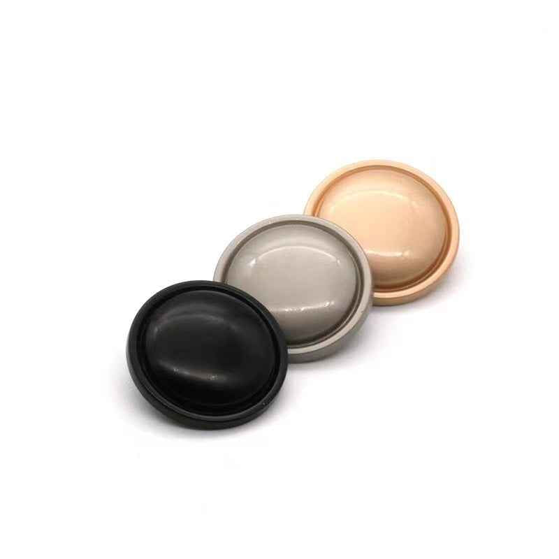 1-inch round metal shank buttons, assorted colors: black, fog gold, fog silver