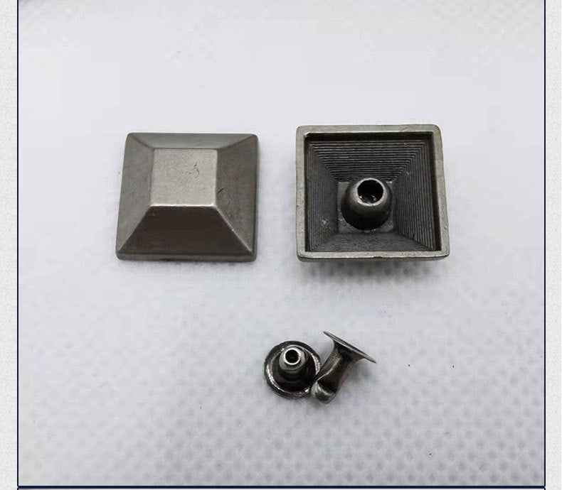 Vintage silver flat-top pyramid studs, alloy rivets with square base openings