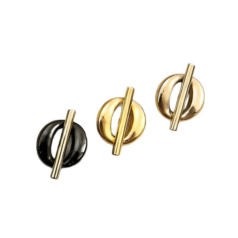 Hohle geometrische Metallknöpfe, schwarz und goldfarben, runde Ringform, 20er Pack