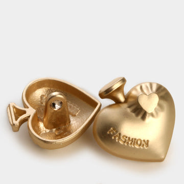 Heart-Shaped Metal Buttons for Coats & Cardigans, 20-Pack Gold