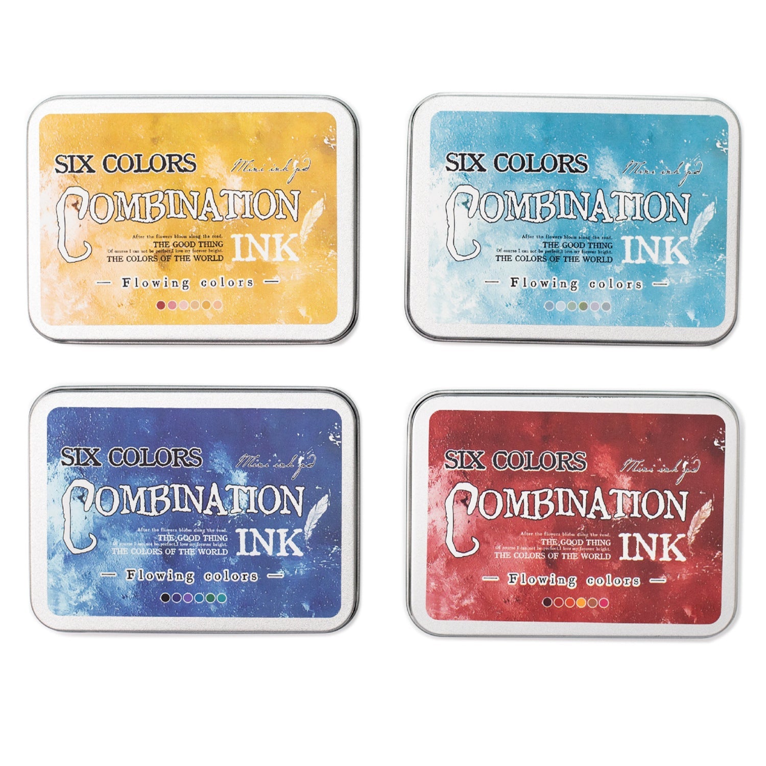 Flowing Colors Series Stamp Pad Set 6 Vibrant Ink Pads for Journaling