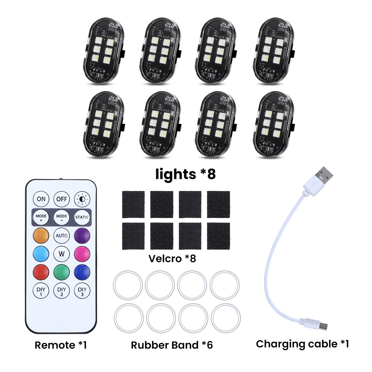 6LEDs Wireless LED Strobe Lights for Car with Remote Control