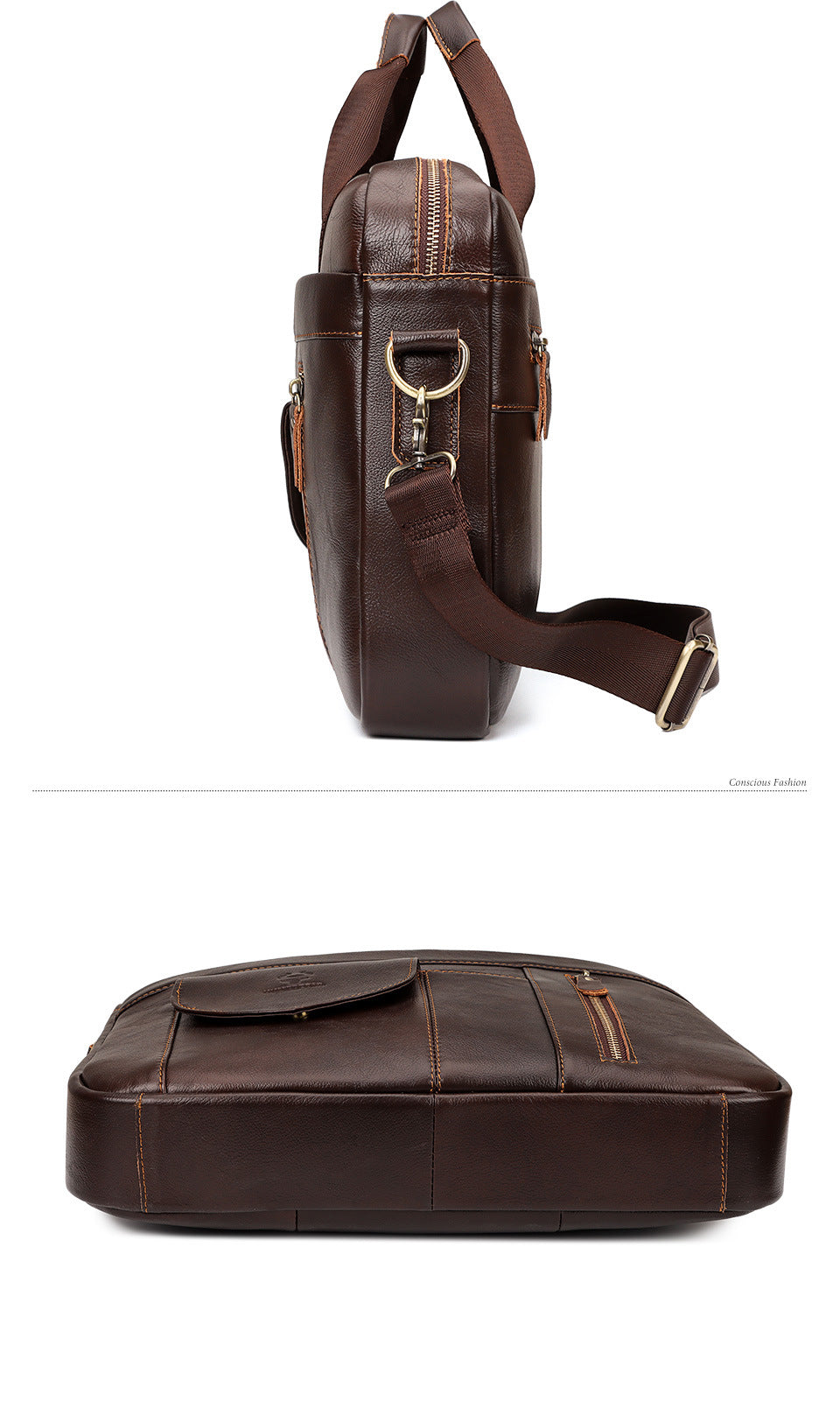 Men's Genuine Leather Briefcase,Top Grain Cowhide Laptop Bag