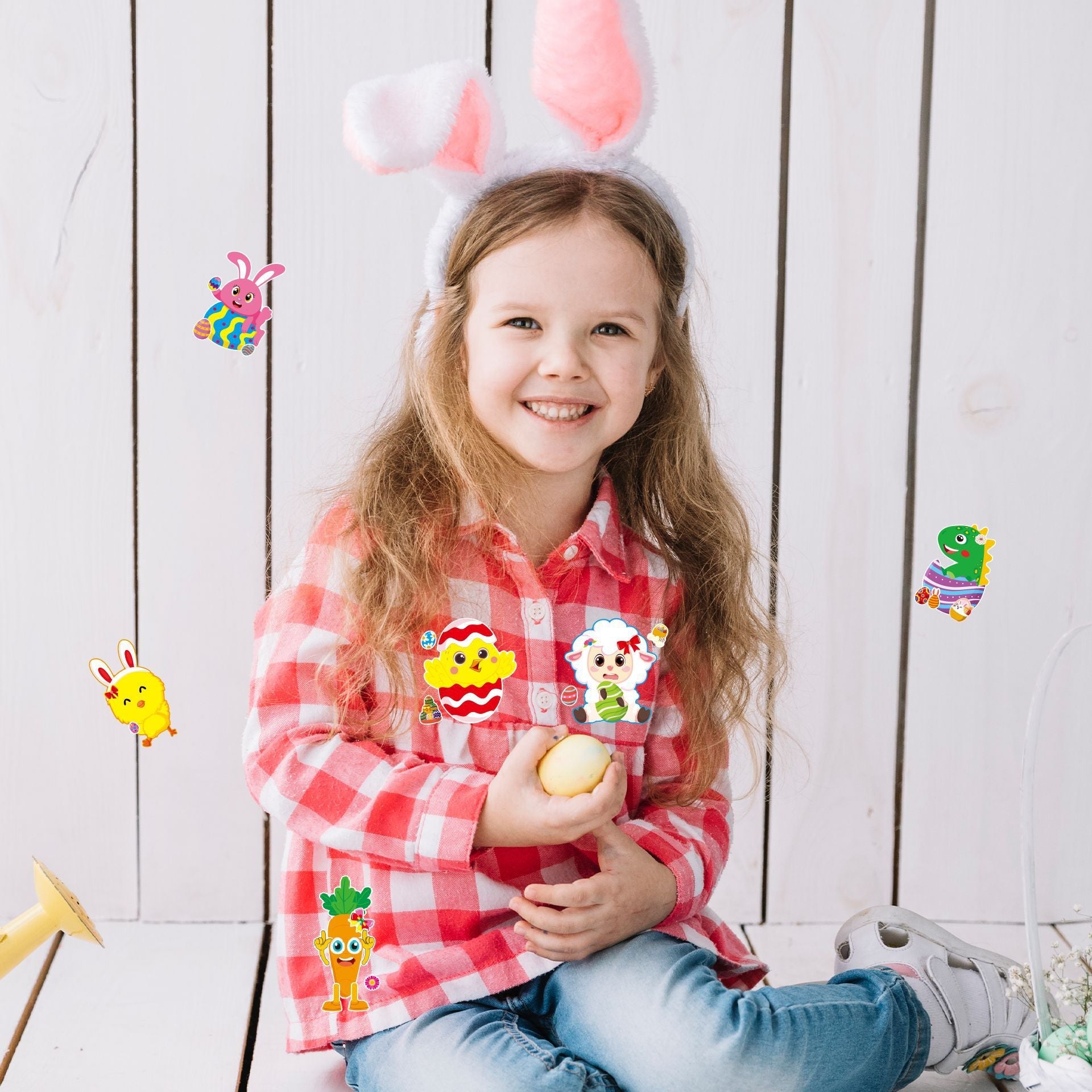 Make a Face Cartoon Easter Rabbit DIY Stickers for Kids 24 Sheets