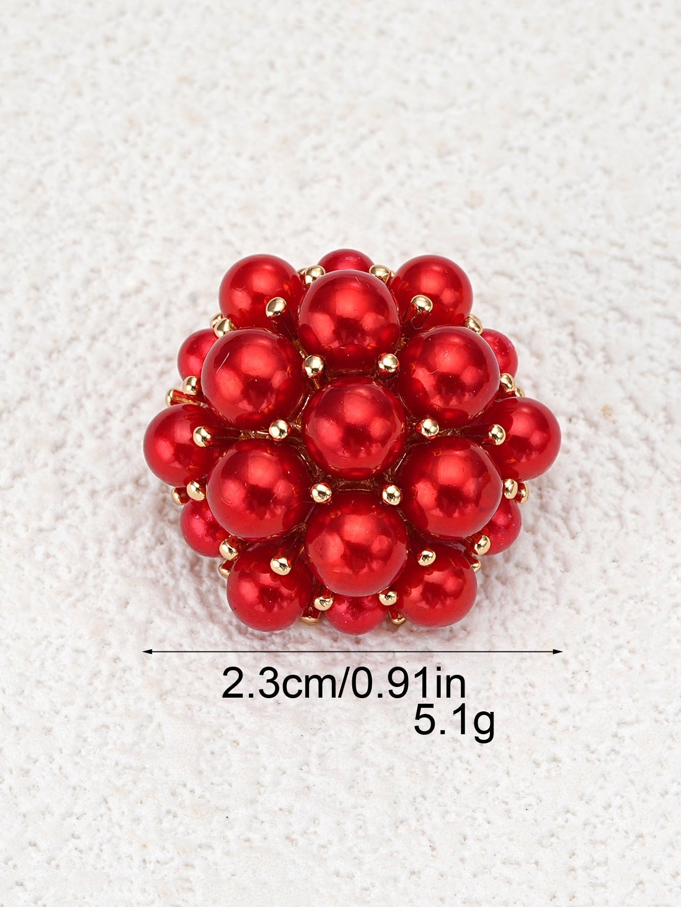 Blumige Zierknöpfe mit 3D Perlen, rot, ca. 2.3 cm