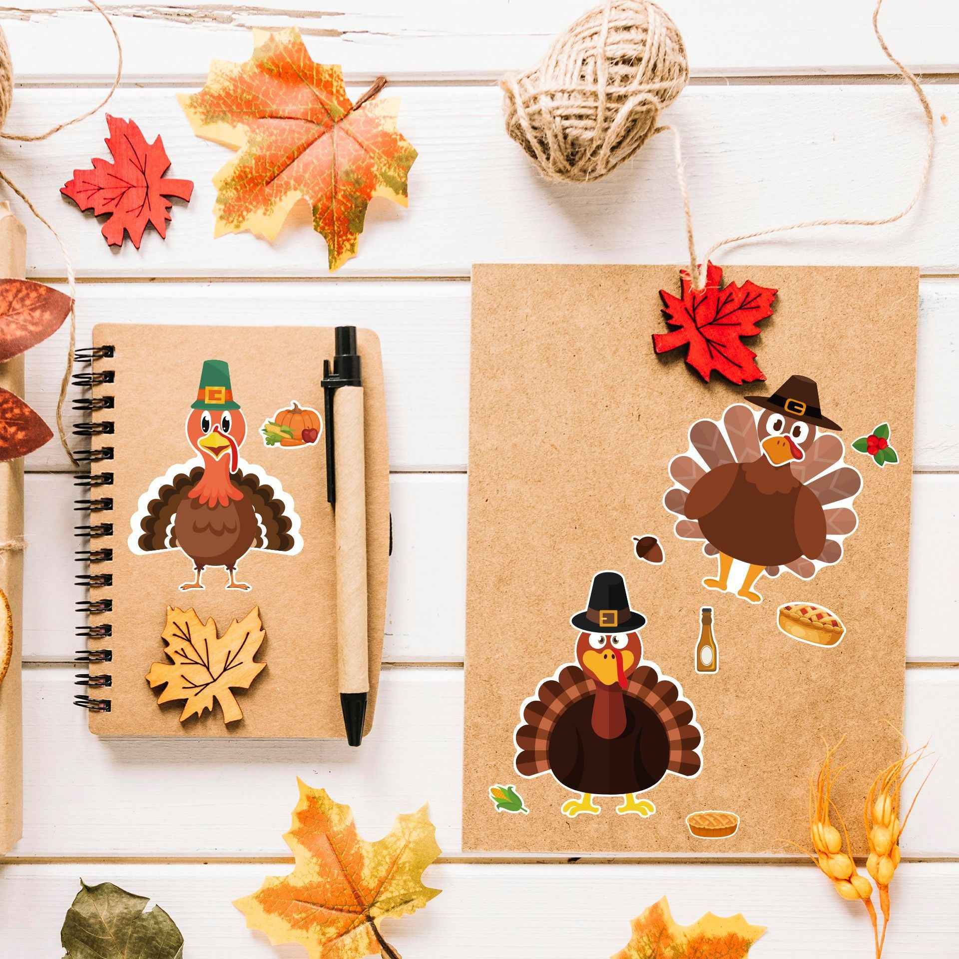 24 Sheets Thanksgiving Make A Turkey Stickers for Kids