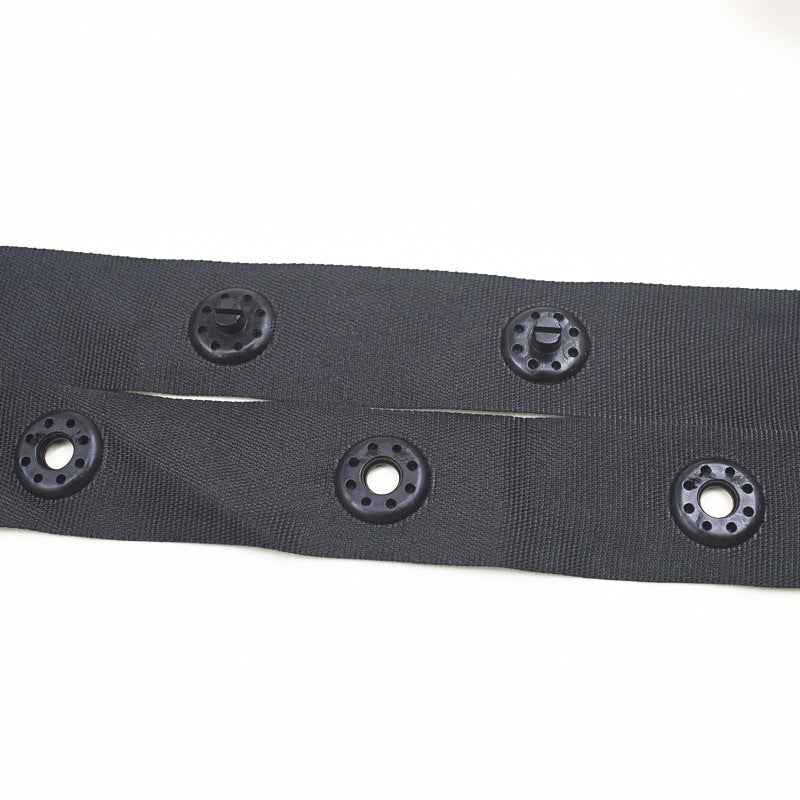 White 50mm snap fastener button tape, fabric strap with evenly spaced snaps