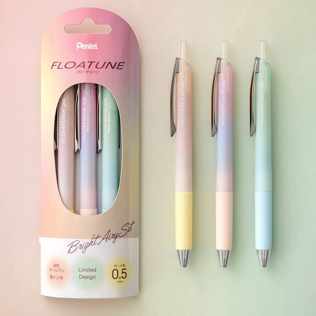Pentel Floatune Ballpoint Pen Airy Set 0.5mm 3 Pack [Limited Design] Bright Airy Set