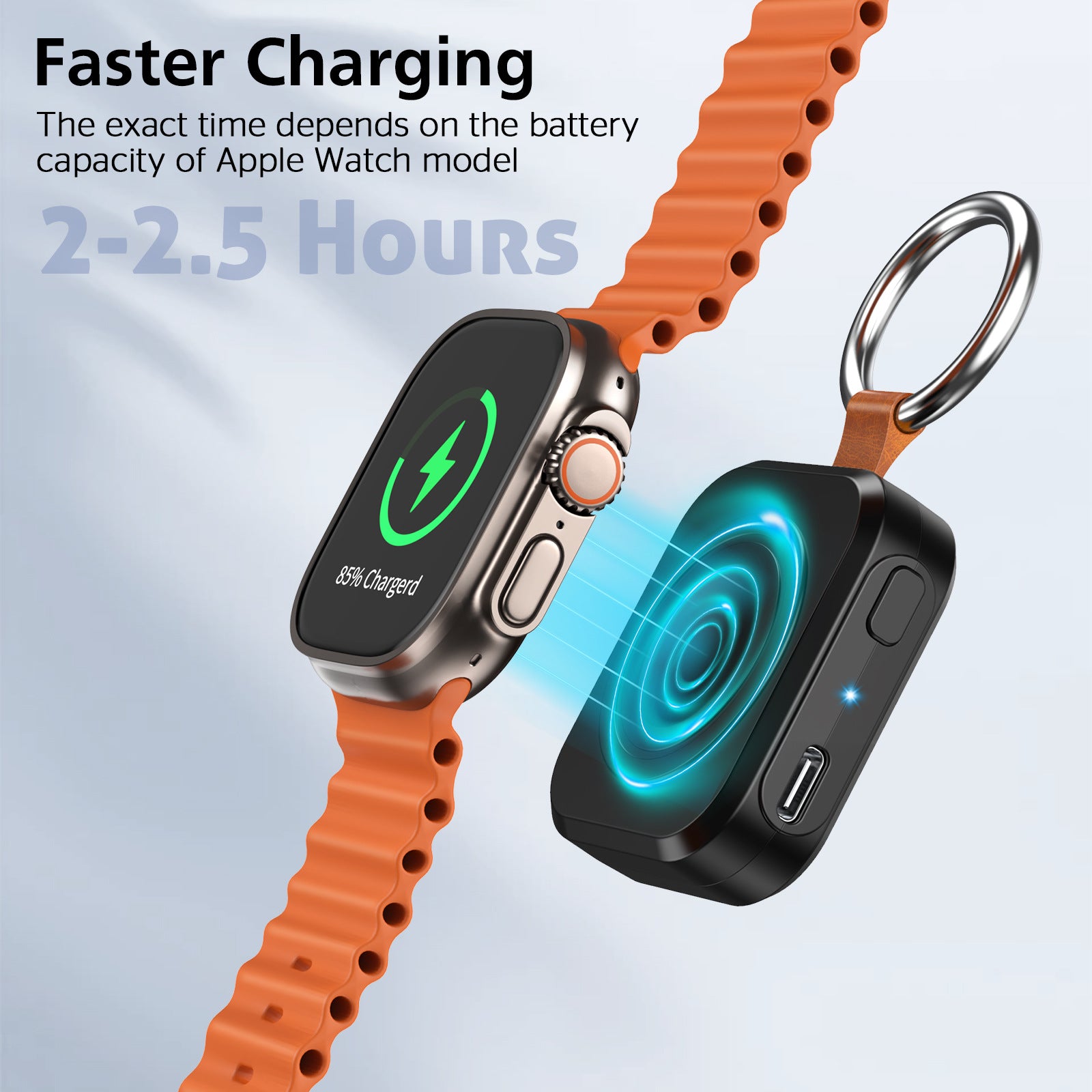 Portable Apple Watch Magnetic Wireless Charger with Keyring