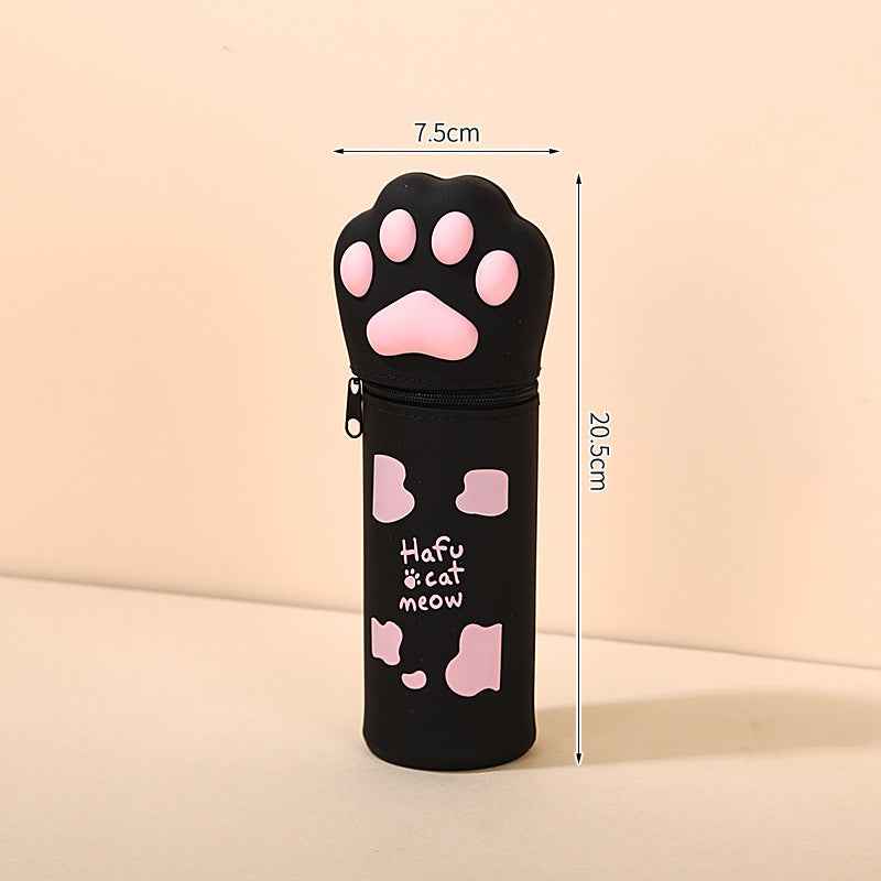 Cute Cat Paw Silicone Pencil Case – Expandable Pen Holder Black