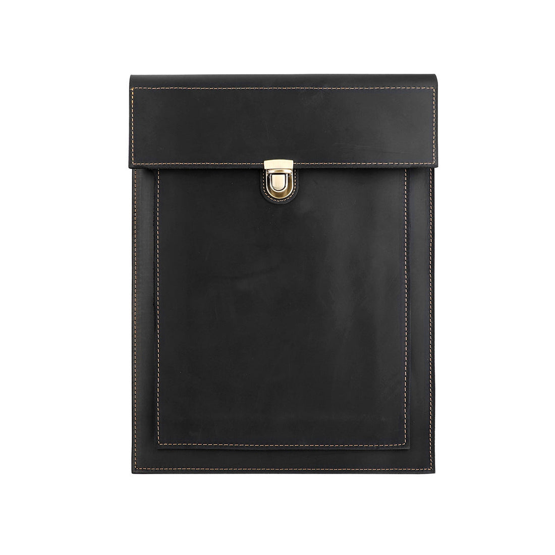 Genuine Leather Laptop Sleeve 13.3" with Clasp Closure Black