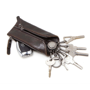 Genuine Leather Car Key Case for Men Coffee