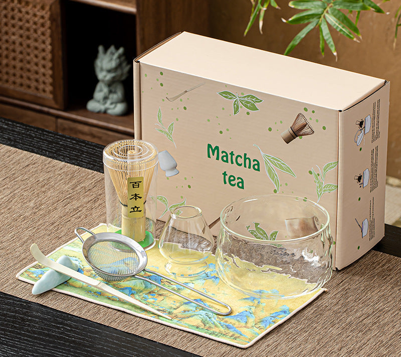 Japanese Glass Matcha Tool Set | 7-Piece Ceremonial Tea Kit