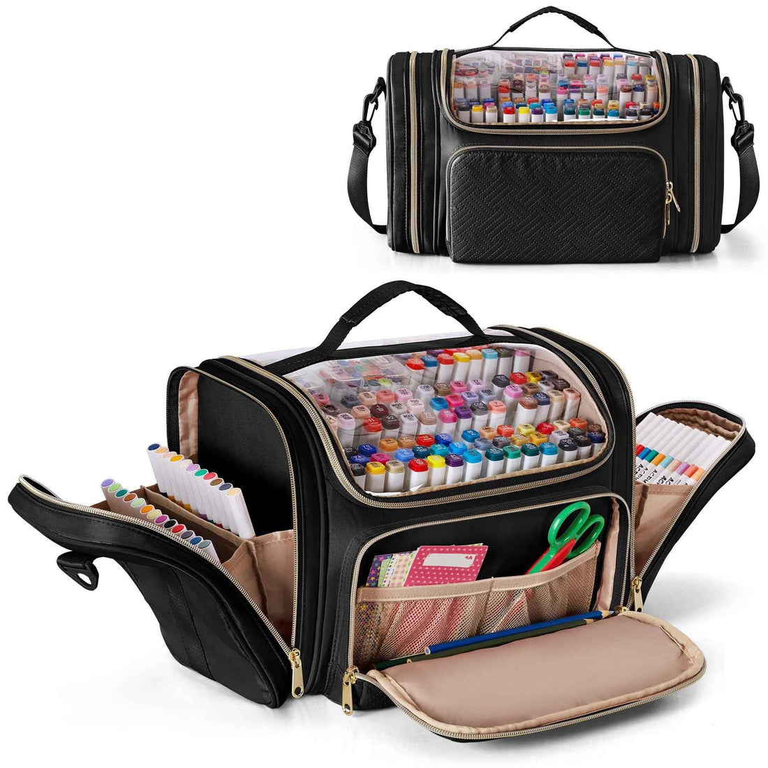 Large Marker Storage Case Marker Organizer Bag for 180-300 Markers Pink