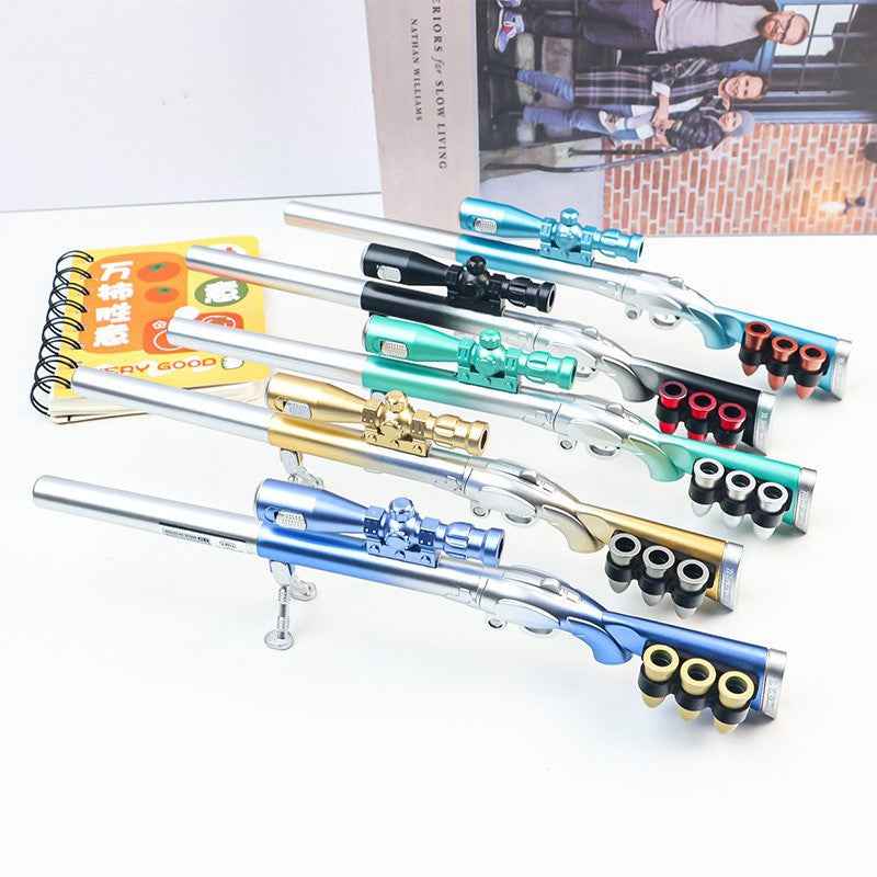 Gun Shape Gel Ink Ballpoint Pen with LED Light - 10 Pack B