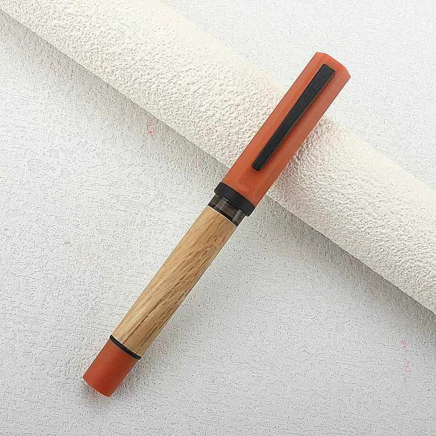 Jinhao 58 Wooden Fountain Pen - Natural Oak Morandi Orange