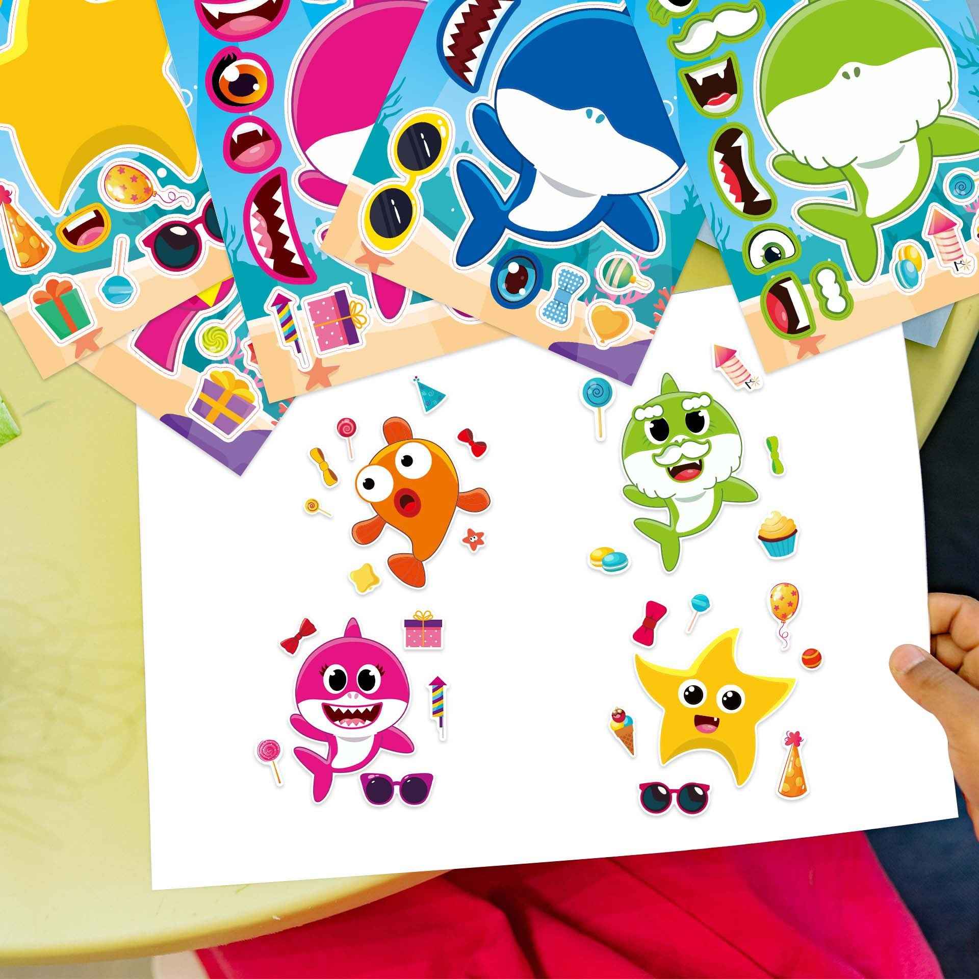 Make a Face Anime Shark Baby Stickers for Kids 24 Sheets