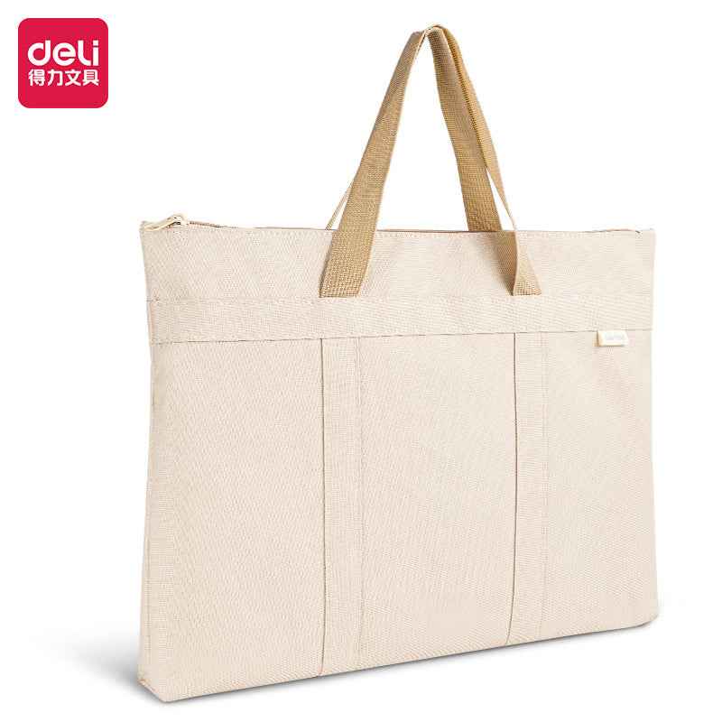 DELI 63788 Multi-Layer 600D Oxford Cloth Laptop Document Bag Beige