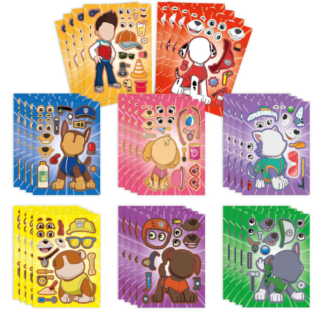 32 Sheets PAW Patrol Make a Face DIY Stickers for Kids
