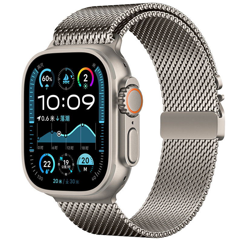 Apple Watch Stainless Steel Milanese Loop Band with Parachute Buckle
