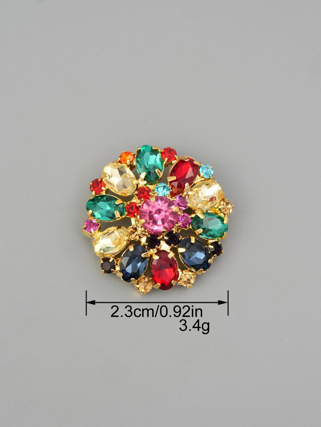 Assorted decorative glass and copper prong button, multicolor rhinestones cluster.