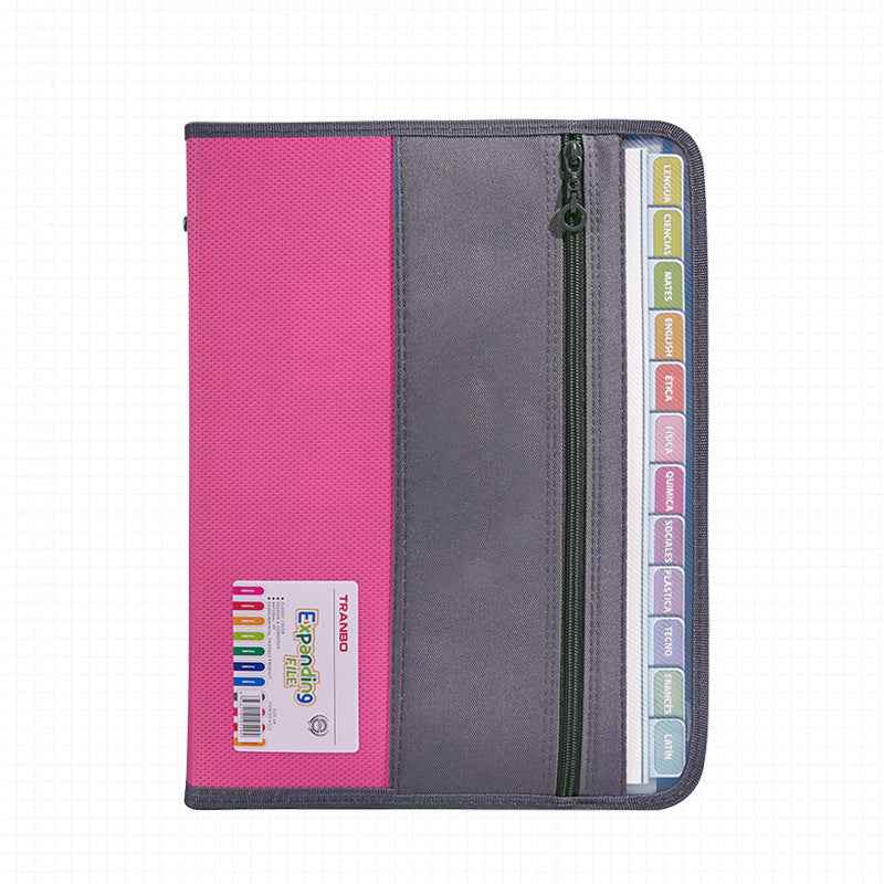 Expanding File Folder Organizer with 13 Pocket Oxford Fabric Pink