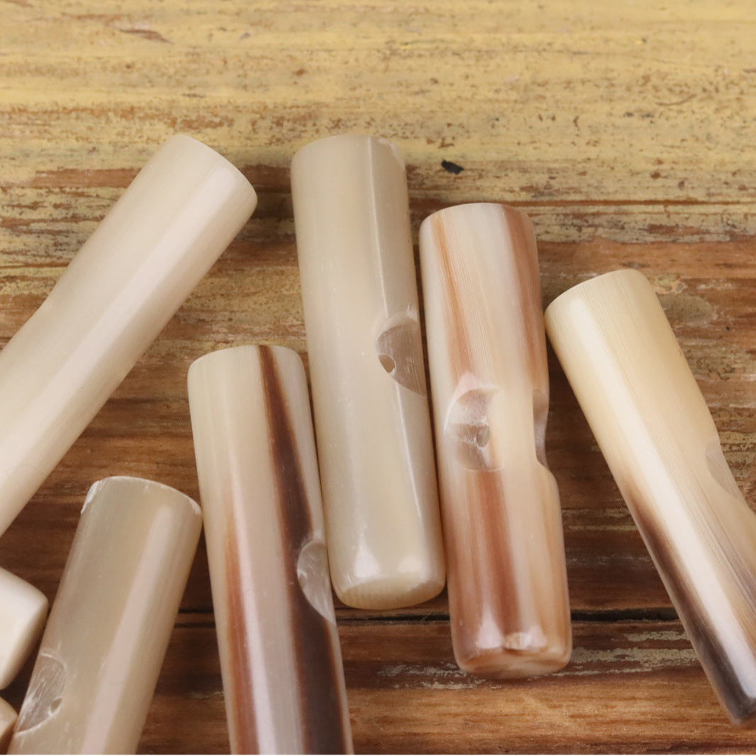 Natural horn toggle button bars, beige/cream tones, bar shape set