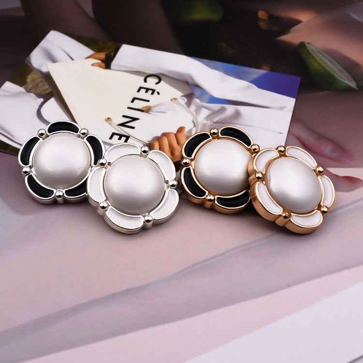 24-pack Victorian shank buttons, mixed white and black enamel, gold and silver tones