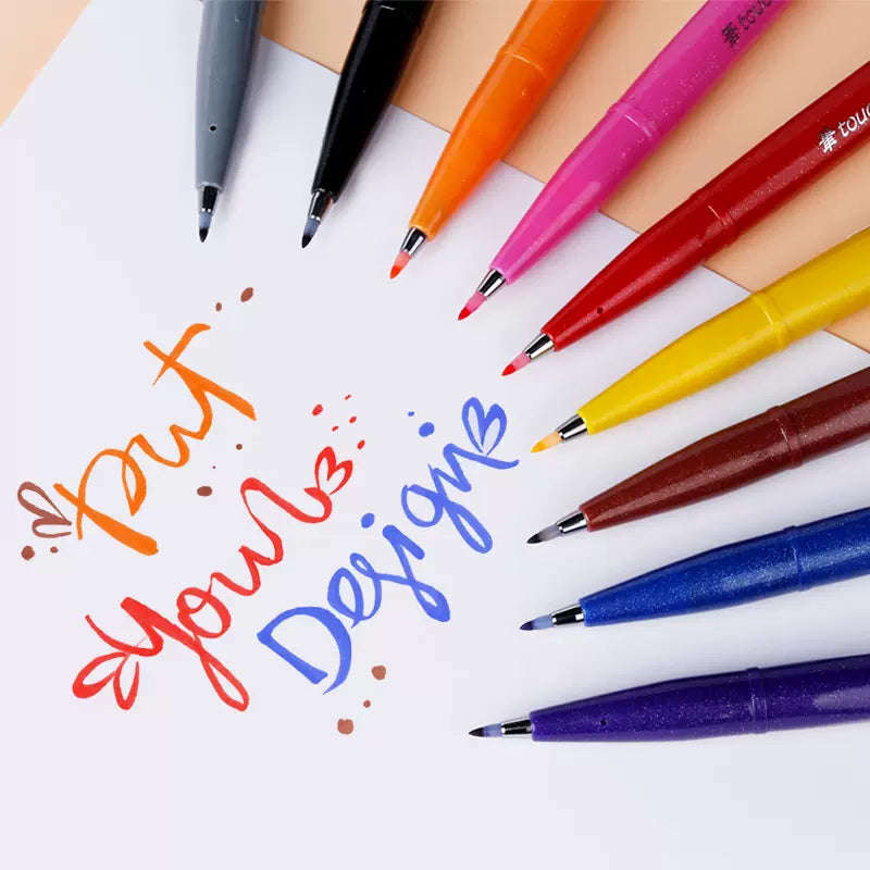 Pentel Fude Touch Sign Pen,Felt Pen Like Brush Stroke,3 Pack