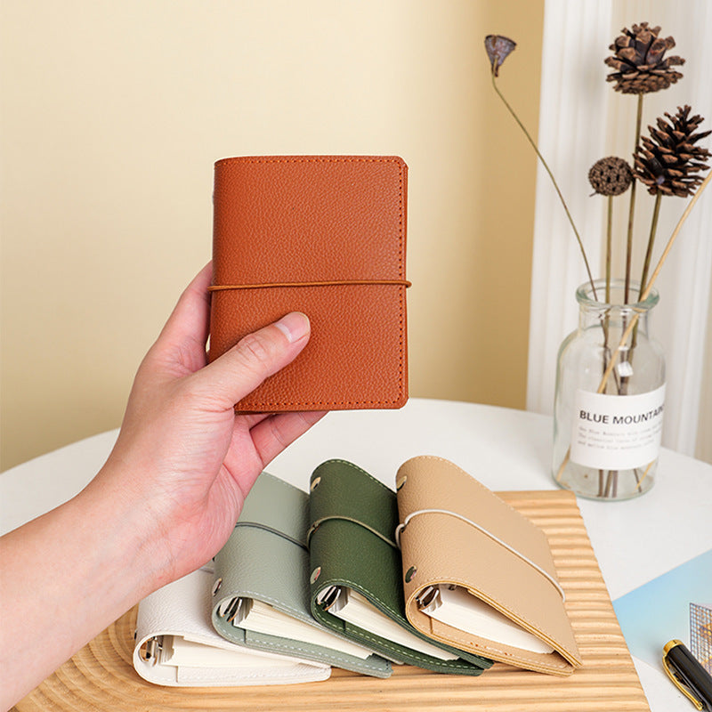 5 Ring Binder Cover A7 MINI Leather Notebooks 8 Color Pack
