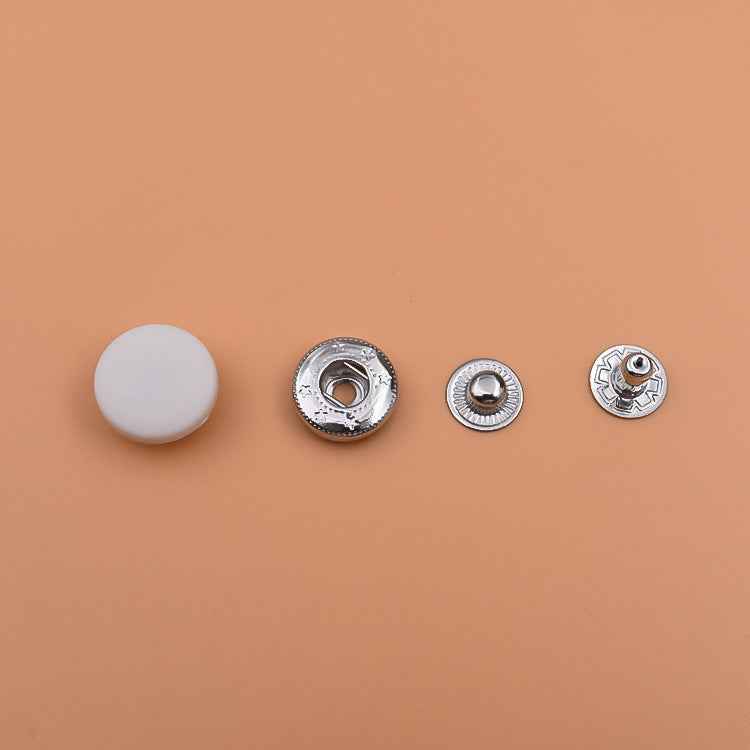 15mm white plastic snap button components with metal back