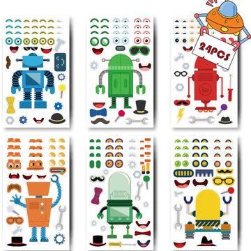 Make a Face Robot Stickers for Kids 24 Sheets