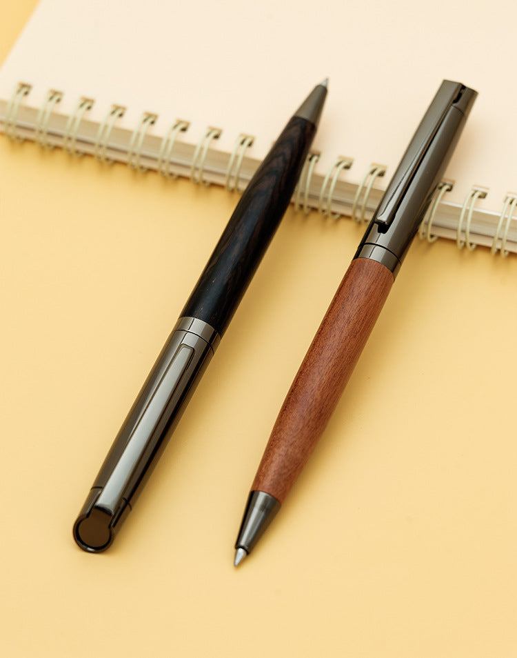 Natural Wood & Black Titanium Rollerball Pen 10-Pack 5 Rosewood+5 Ebony