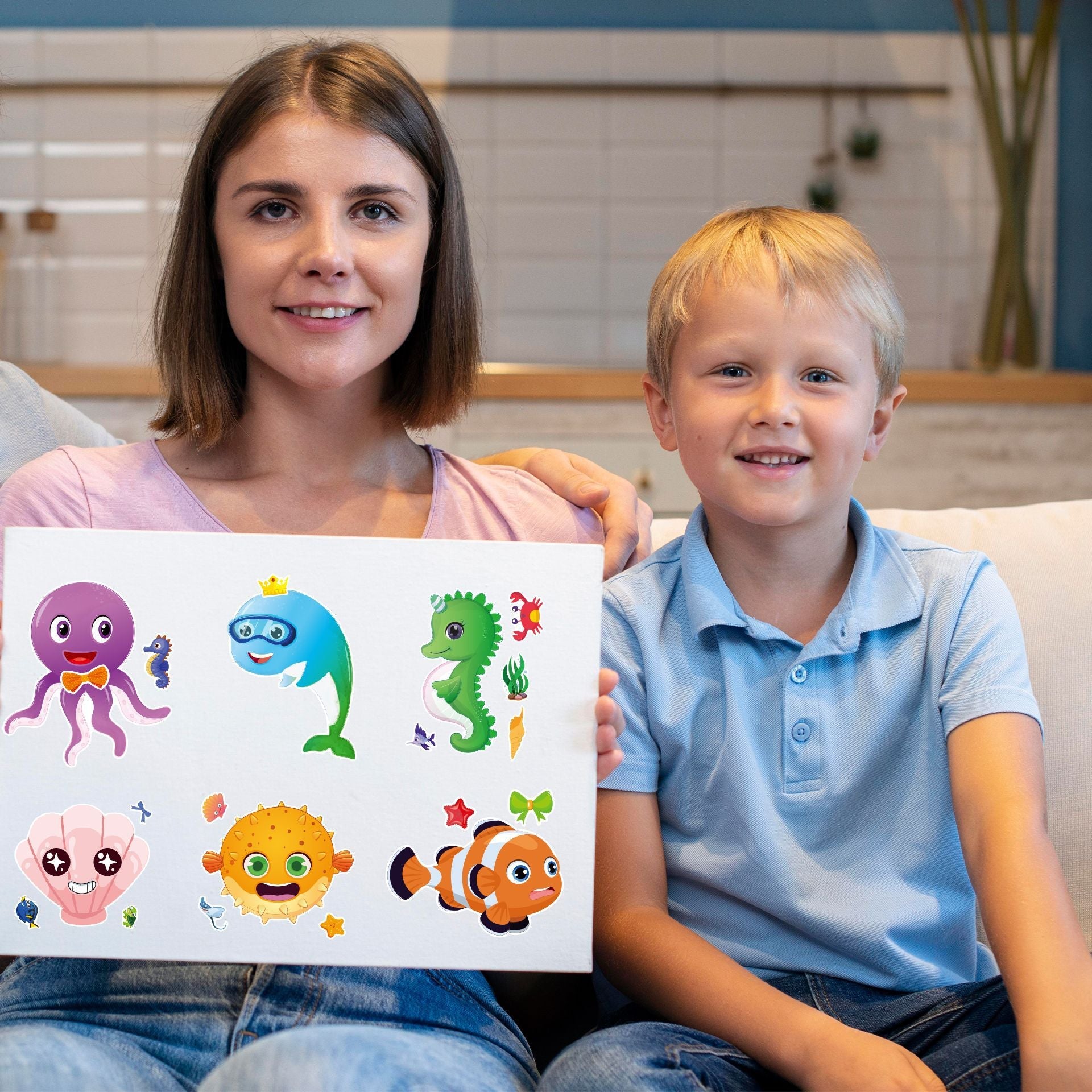 Make a Face Ocean Animals Stickers for Kids 32 Sheets