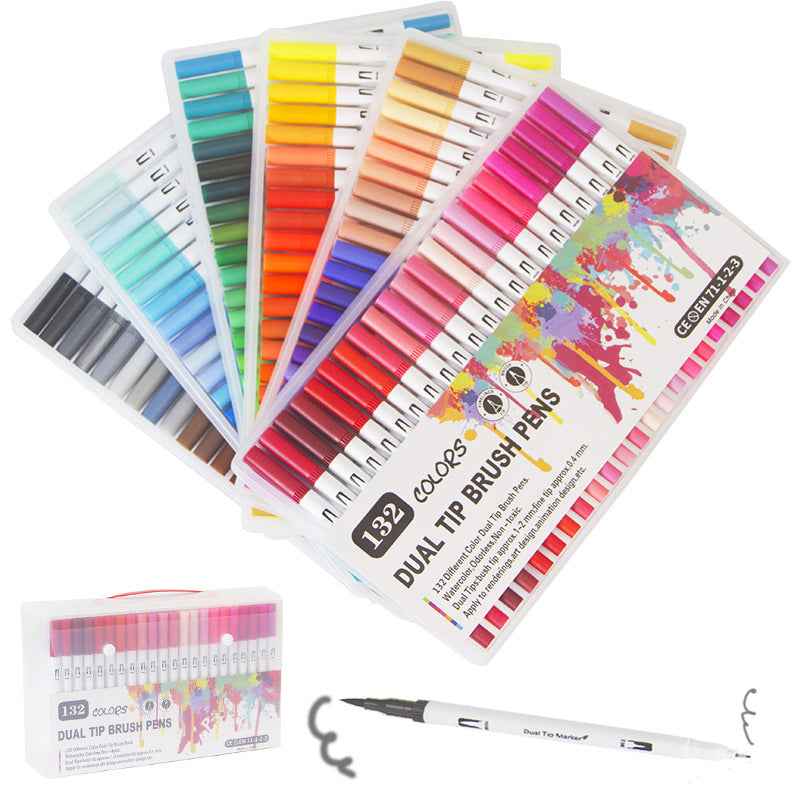 100/120/132 Colors Dual Tip Brush Art Marker Pens 132 Color