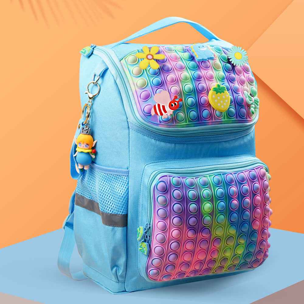 Last Mouse Lost Double Shoulder Backpack Silicone Bubble School Bag Rose