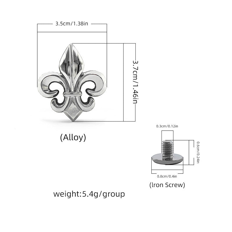 Screw rivet stud set, silberner Fleur-de-Lis Ornamente mit Schraubverschluss