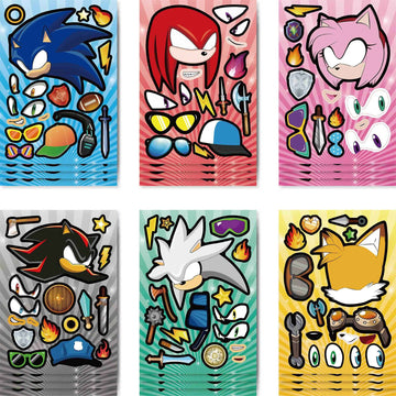 Make a Face Sonic the Hedgehog Anime Stickers for Kids 30 Sheets