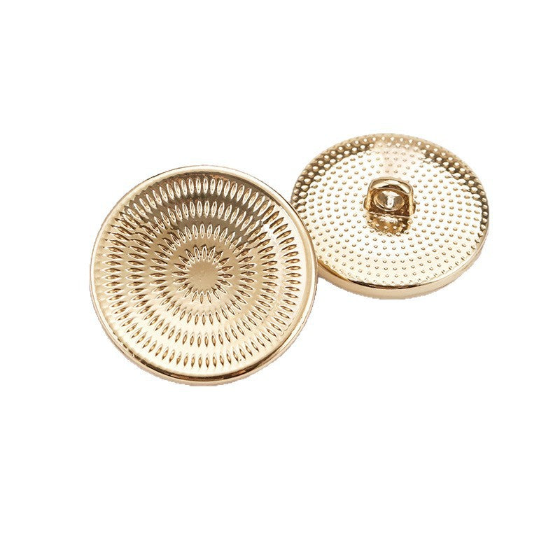 Spiral concave metal shank buttons, light gold and silver discs with top loop shank