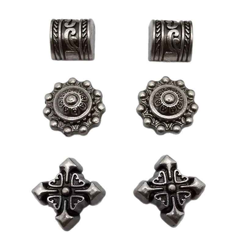 Kreuzblumen-Nieten, silberfarbene Ringe und Kreuzmotive, 30er Pack
