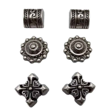Kreuzblumen-Nieten, silberfarbene Ringe und Kreuzmotive, 30er Pack