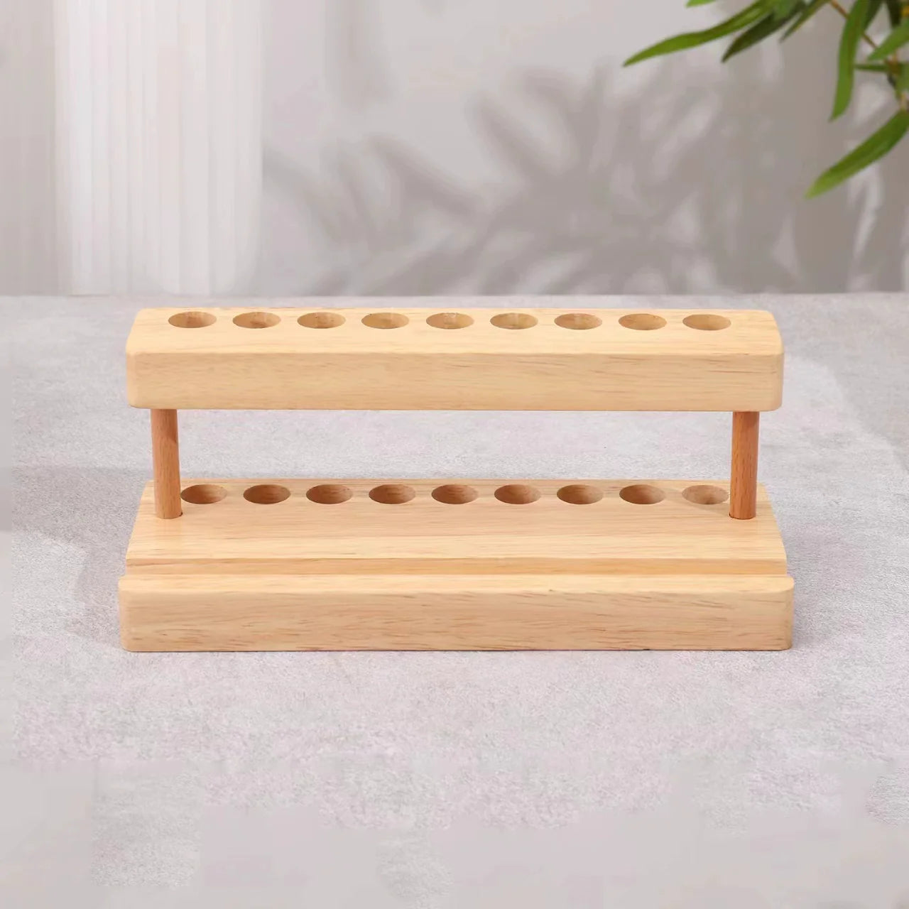 Wooden Pencil & Pen Holder with 9 Slots Cell Phone Stand D