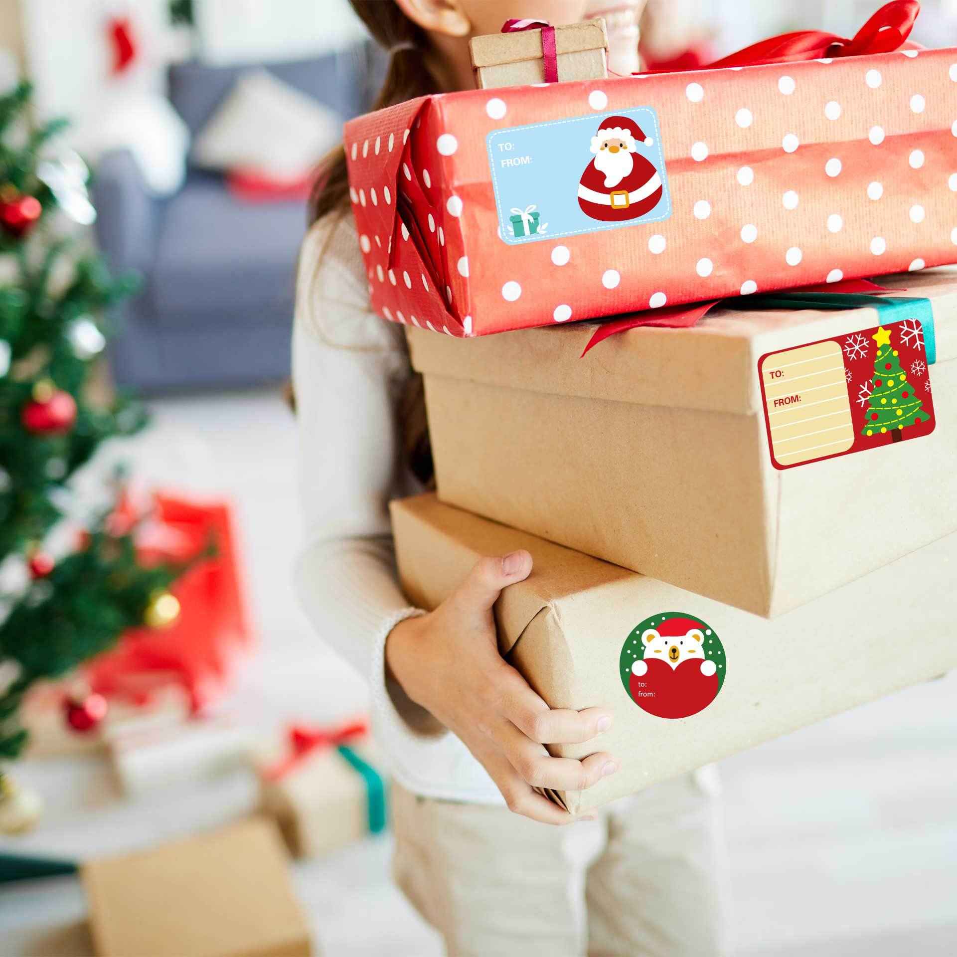 216pcs Christmas Tag To and From Stickers for Gift Box Wrapping