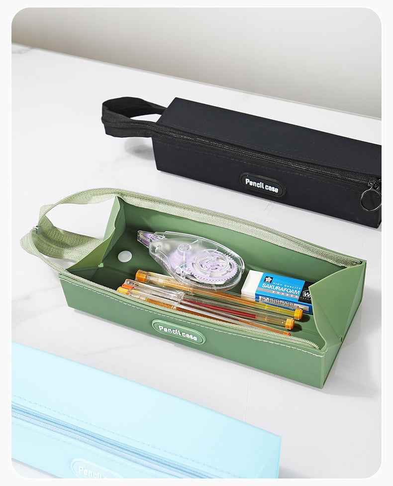 Silicone Rectangle Handheld Pencil Case Stationery Organizer