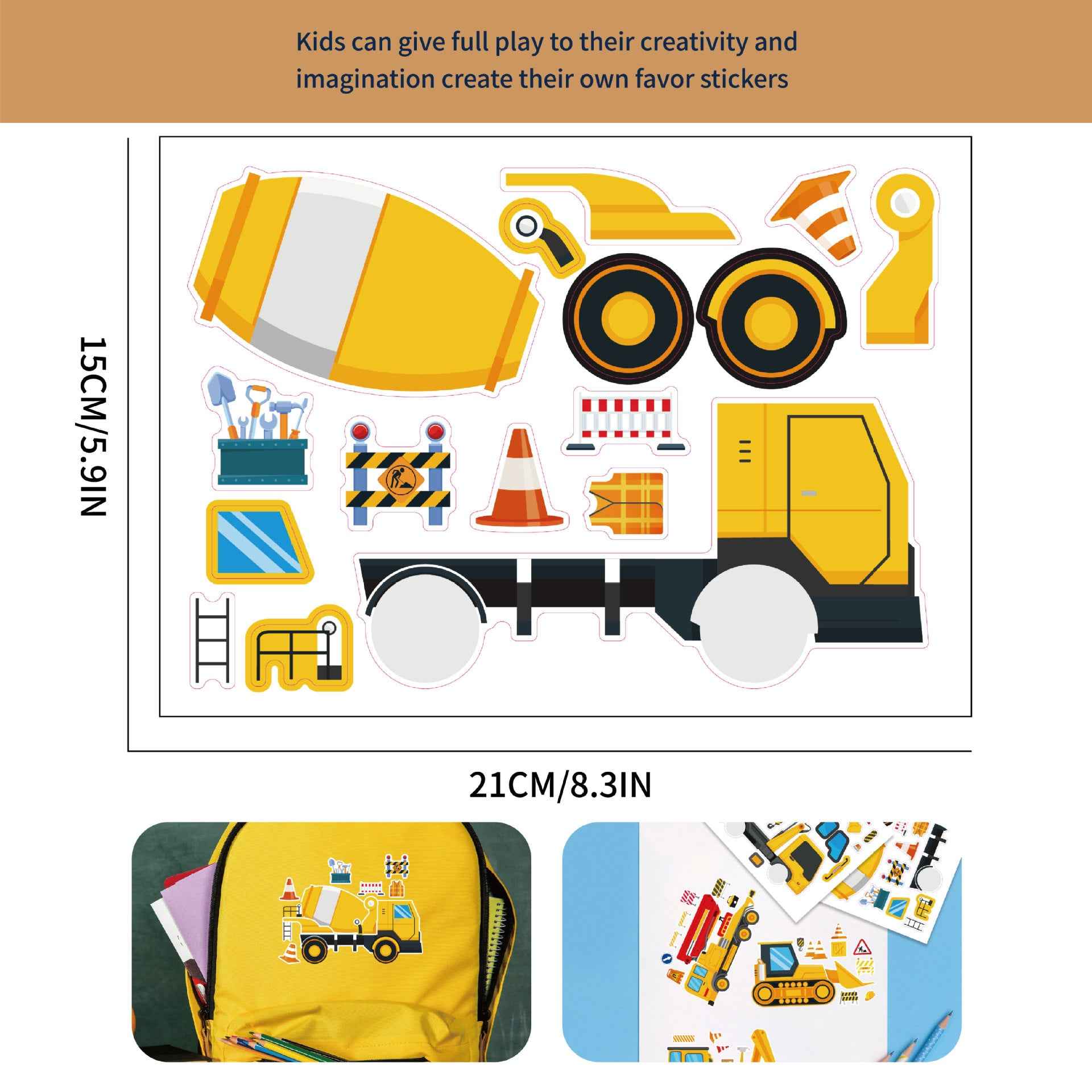Make a Face Engineering Vehicle Stickers for Kids 24 Sheets