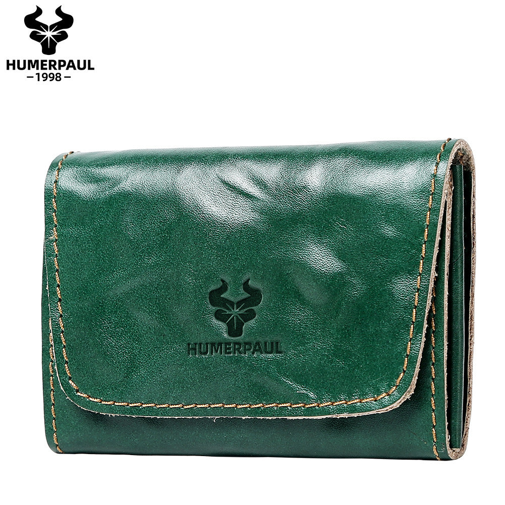 Handcrafted Tanned Leather Credit Card Wallet Green
