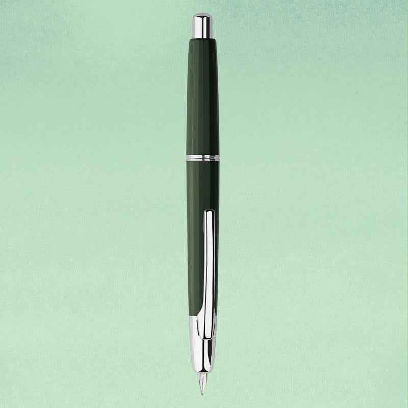 Majohn A2 Press Retractable Fountain Pen Extra Fine Nib with Box Green--Silver Clip