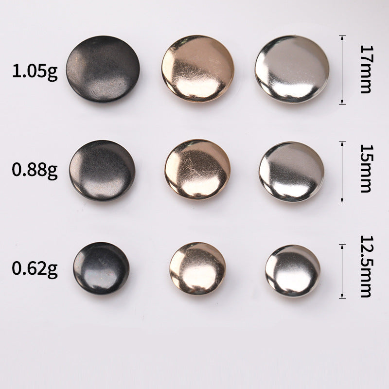 603 curved snap buttons with size markers (17mm, 15mm, 12.5mm) and weights